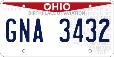OH license plate GNA3432