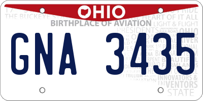 OH license plate GNA3435