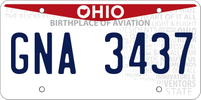 OH license plate GNA3437