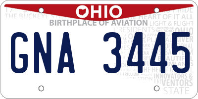 OH license plate GNA3445