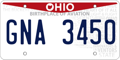 OH license plate GNA3450