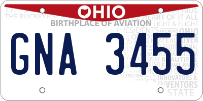OH license plate GNA3455