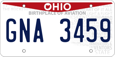 OH license plate GNA3459