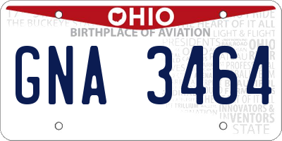 OH license plate GNA3464