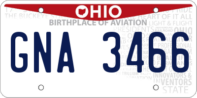 OH license plate GNA3466