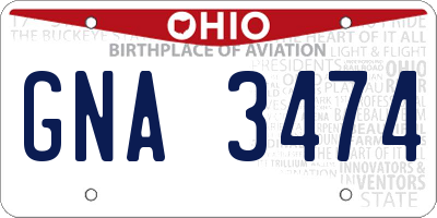 OH license plate GNA3474