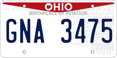 OH license plate GNA3475