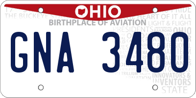 OH license plate GNA3480