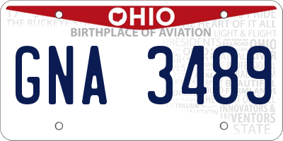 OH license plate GNA3489