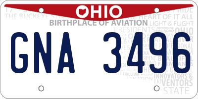 OH license plate GNA3496