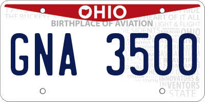 OH license plate GNA3500