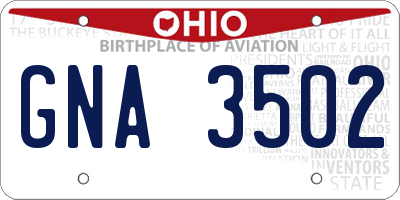 OH license plate GNA3502