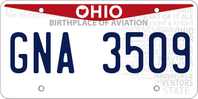 OH license plate GNA3509