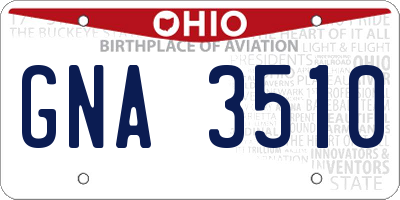 OH license plate GNA3510
