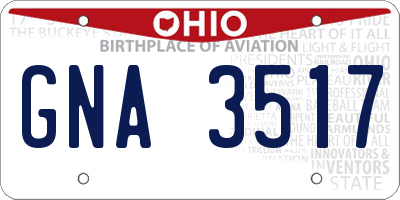 OH license plate GNA3517