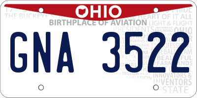 OH license plate GNA3522