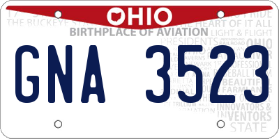 OH license plate GNA3523