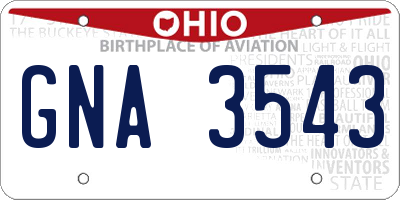 OH license plate GNA3543