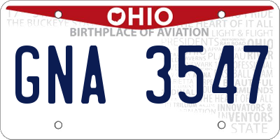 OH license plate GNA3547