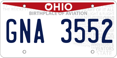 OH license plate GNA3552