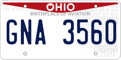 OH license plate GNA3560