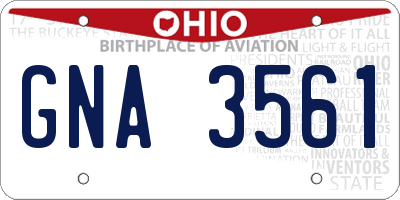 OH license plate GNA3561