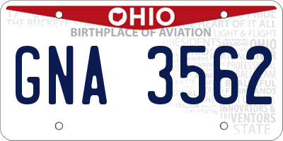 OH license plate GNA3562