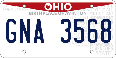 OH license plate GNA3568