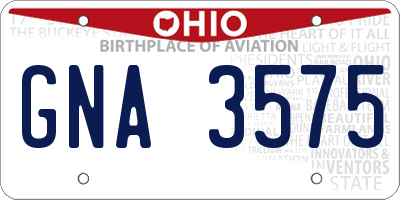 OH license plate GNA3575