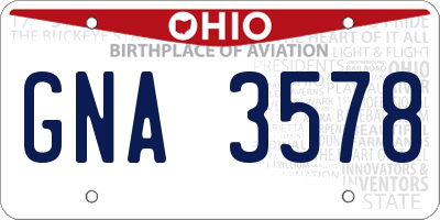 OH license plate GNA3578