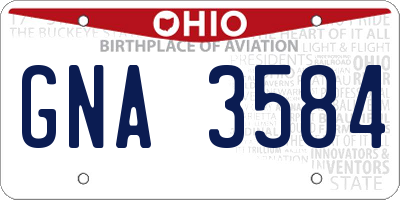 OH license plate GNA3584