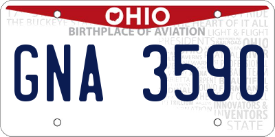 OH license plate GNA3590