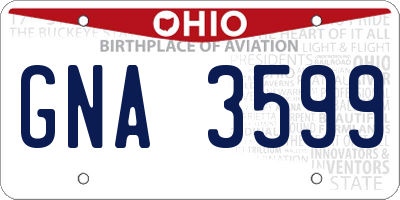 OH license plate GNA3599