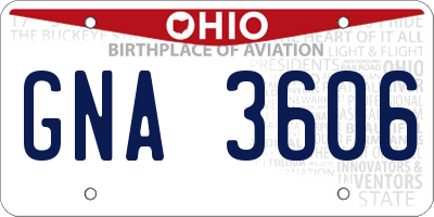 OH license plate GNA3606