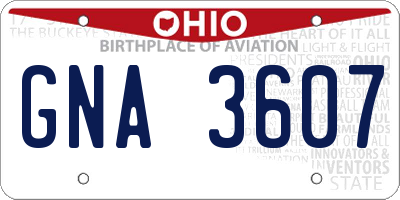 OH license plate GNA3607