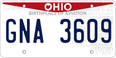 OH license plate GNA3609