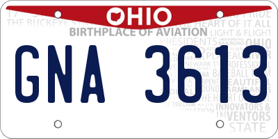 OH license plate GNA3613