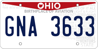 OH license plate GNA3633