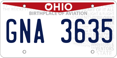 OH license plate GNA3635