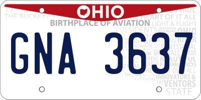 OH license plate GNA3637
