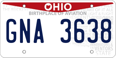 OH license plate GNA3638