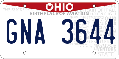 OH license plate GNA3644