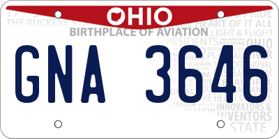 OH license plate GNA3646