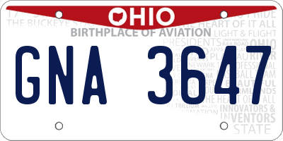OH license plate GNA3647