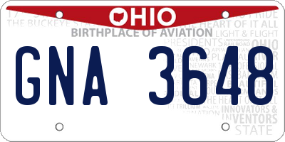 OH license plate GNA3648