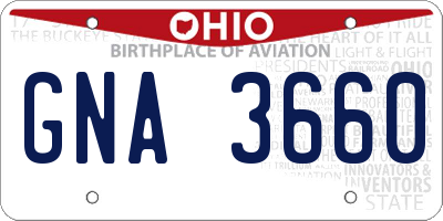 OH license plate GNA3660