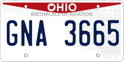 OH license plate GNA3665