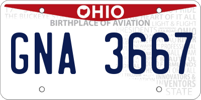 OH license plate GNA3667