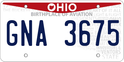 OH license plate GNA3675