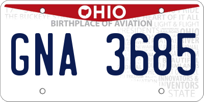 OH license plate GNA3685